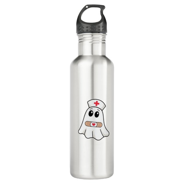 Boo Boo Crew Ghost Nurse Oversized T-Shirt Stainless Steel Water Bottle (Front)