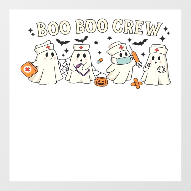 Boo Boo Crew Ghost Nurse Oversized T-Shirt Wall Decal (Front)
