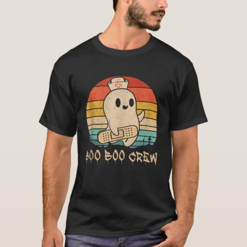 Boo Boo Crew Ghost Nurse Retro Halloween 2023 Nurs T_Shirt