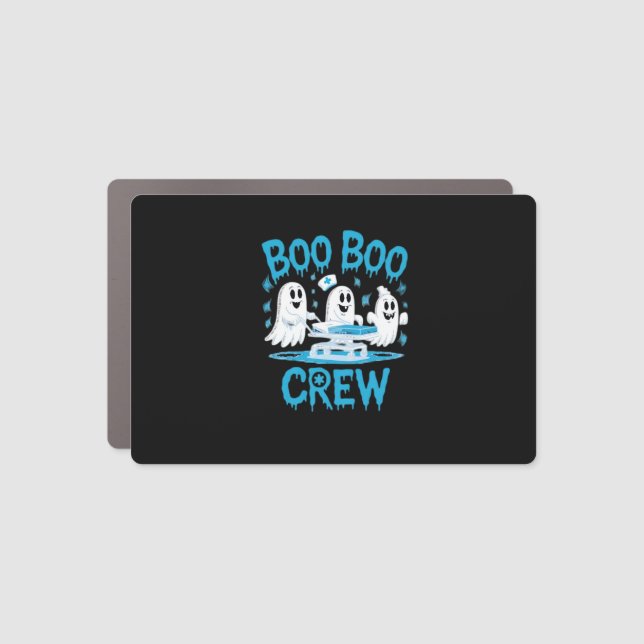 Boo Boo Crew Ghost Paramedic Nurse Halloween Essen Car Magnet (Front)