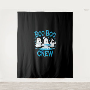 Boo Boo Crew Ghost Paramedic Nurse Halloween Essen Tapestry
