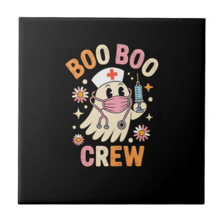 Boo Boo Crew Halloween Ghost Nurse Essential T-Shi Ceramic Tile