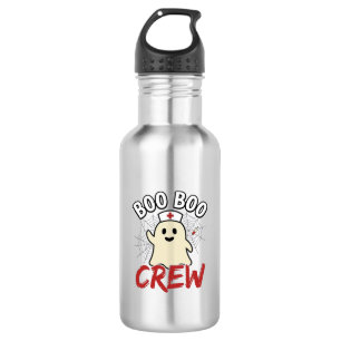 Boo Boo Crew Halloween Nurse Ghost Vintage Design_ Stainless Steel Water Bottle