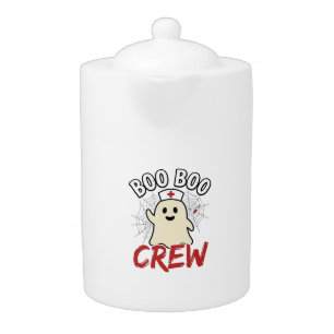Boo Boo Crew Halloween Nurse Ghost Vintage Design_ Teapot