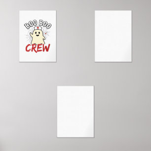 Boo Boo Crew Halloween Nurse Ghost Vintage Design_ Wall Art Sets