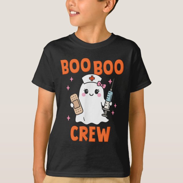 Boo Boo Crew Halloween Nurse Team Ghost  T-Shirt (Front)