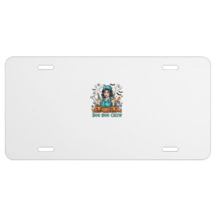 Boo Boo Crew Halloween Nurse with Syringes and Pum License Plate