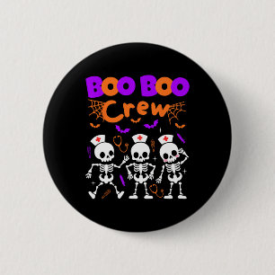 Boo Boo Crew Nurse Dancing Skeletons Halloween Ort Button