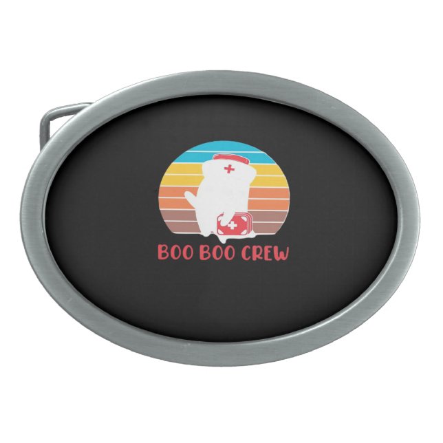 Boo Boo Crew Nurse Funny Ghost Halloween Classic T Belt Buckle (Front)