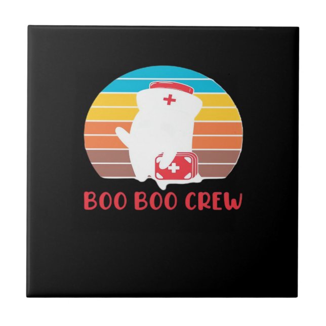 Boo Boo Crew Nurse Funny Ghost Halloween Classic T Ceramic Tile (Front)