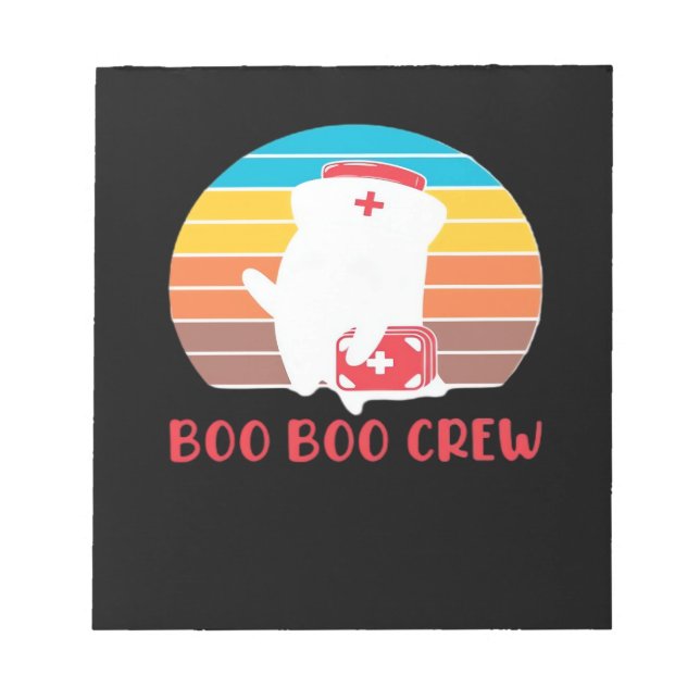 Boo Boo Crew Nurse Funny Ghost Halloween Classic T Notepad (Front)