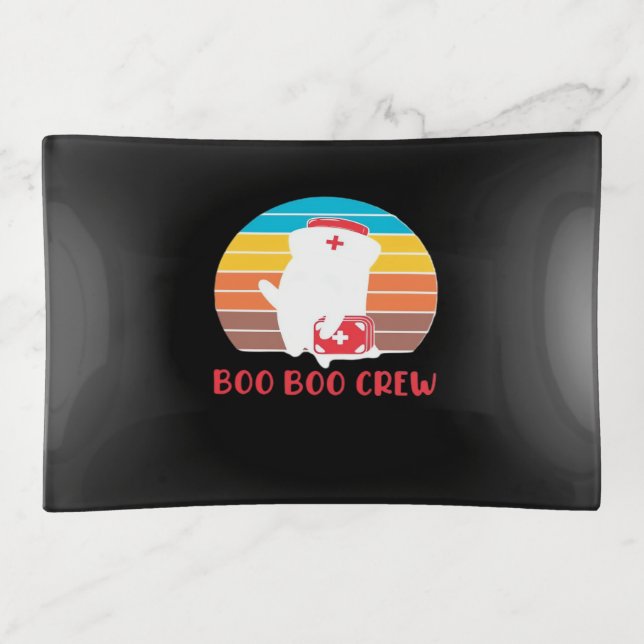 Boo Boo Crew Nurse Funny Ghost Halloween Classic T Trinket Tray (Front)