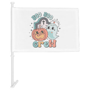 Boo Boo Crew Nurse Funny Ghost Women Halloween Car Flag