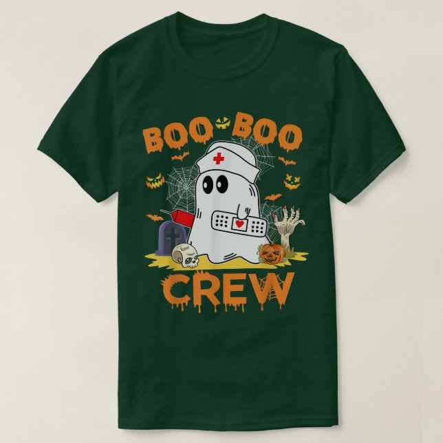 Boo Boo Crew Nurse  Funny Ghost Women Halloween Nu T-Shirt (Design Front)