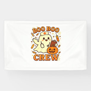 Boo Boo Crew Nurse Funny Halloween Ghost Nurse Gir Banner