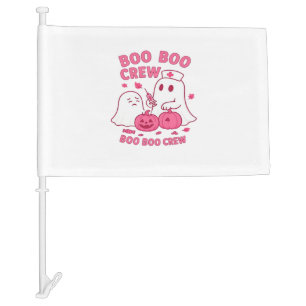Boo Boo Crew Nurse Funny Halloween Ghost Nurse Gir Car Flag