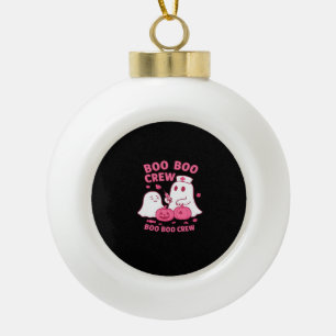 Boo Boo Crew Nurse Funny Halloween Ghost Nurse Gir Ceramic Ball Christmas Ornament