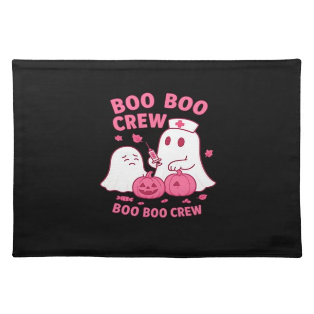 Boo Boo Crew Nurse Funny Halloween Ghost Nurse Gir Cloth Placemat (Front)