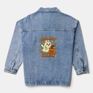 Boo Boo Crew Nurse Funny Halloween Ghost Nurse Gir Denim Jacket