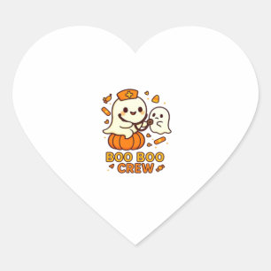 Boo Boo Crew Nurse Funny Halloween Ghost Nurse Gir Heart Sticker