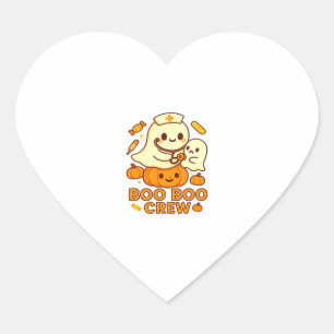 Boo Boo Crew Nurse Funny Halloween Ghost Nurse Gir Heart Sticker