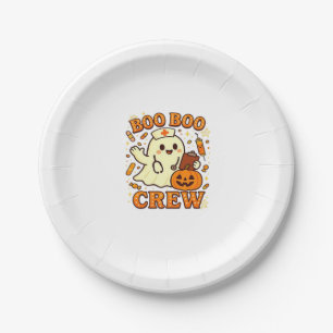 Boo Boo Crew Nurse Funny Halloween Ghost Nurse Gir Paper Plates