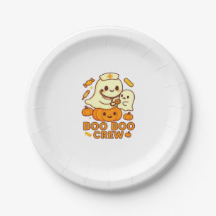Boo Boo Crew Nurse Funny Halloween Ghost Nurse Gir Paper Plates