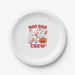 Boo Boo Crew Nurse Funny Halloween Ghost Nurse Gir Paper Plates