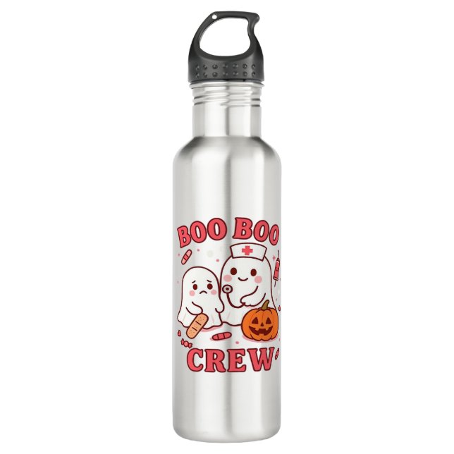 Boo Boo Crew Nurse Funny Halloween Ghost Nurse Gir Stainless Steel Water Bottle (Front)