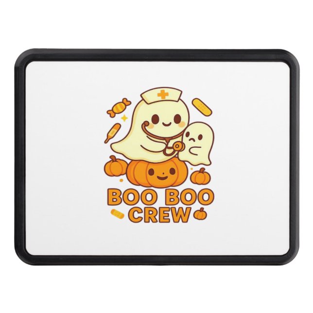 Boo Boo Crew Nurse Ghost Classic T-Shirt Hitch Cover (Front)