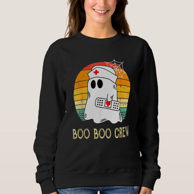 Boo Boo Crew Nurse Ghost  Halloween Costume 6 Sweatshirt (Front)