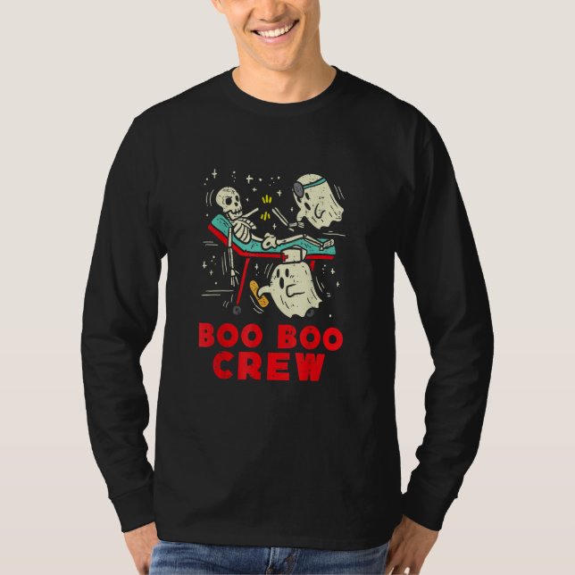 Boo Boo Crew Nurse Ghost & Skeleton  Halloween T-Shirt (Front)