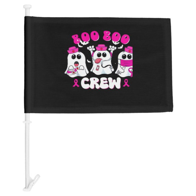Boo Boo Crew Nurse Halloween Costume Ghost Breast  Car Flag (Front)