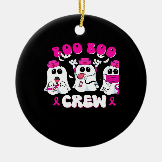 Boo Boo Crew Nurse Halloween Costume Ghost Breast  Ceramic Ornament (Front)