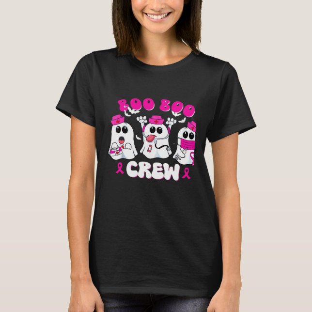 Boo Boo Crew Nurse Halloween Costume Ghost Breast  T-Shirt (Front)