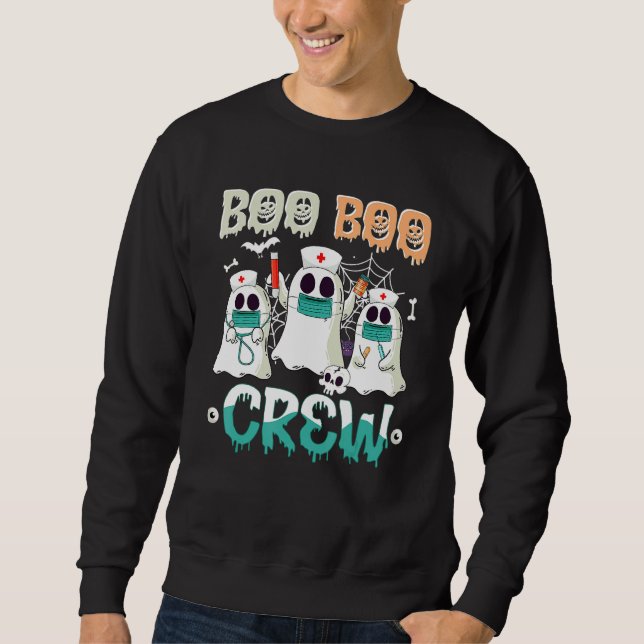 Boo Boo Crew Nurse Halloween Ghost Costume Matchin Sweatshirt (Front)