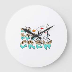 Boo Boo Crew Nurse Halloween Ghost Funny Classic T Large Clock