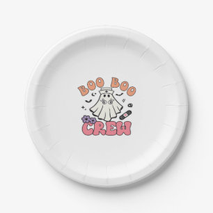 Boo Boo Crew Nurse Halloween Ghost Funny Classic T Paper Plates
