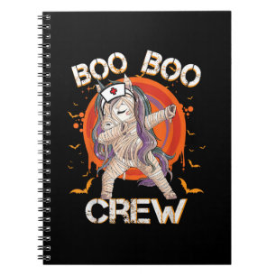 Boo Boo Crew Nurse Mummy Unicorn Halloween Custome Notebook