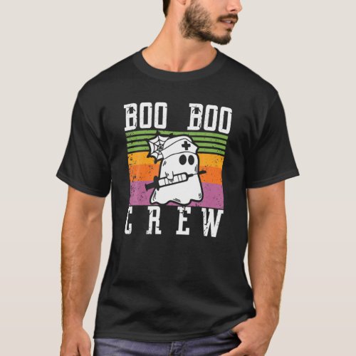 Boo Boo Crew Nurse Retro Vintage Halloween Nurses T_Shirt