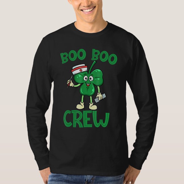 Boo Boo Crew Nurse St Patrick S Day Lucky Shamrock T-Shirt (Front)