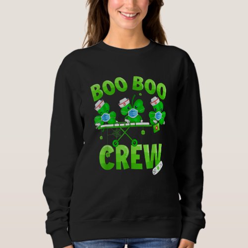 Boo Boo Crew Nurse St Patrick S Day Shamrock Face  Sweatshirt