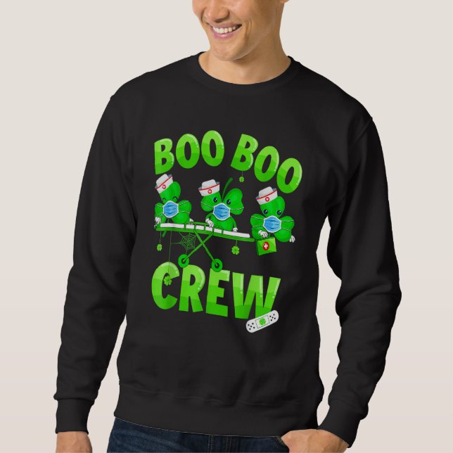 Boo Boo Crew Nurse St Patrick S Day Shamrock Face  Sweatshirt (Front)