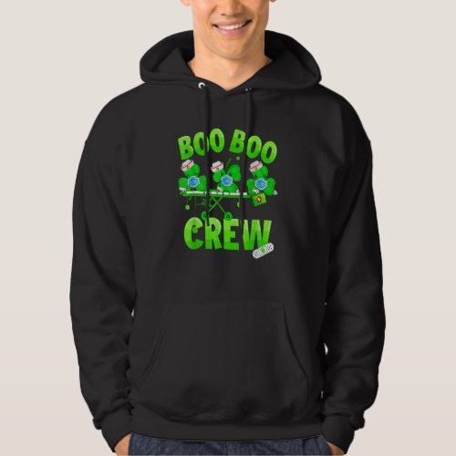 Boo Boo Crew Nurse St Patricks Day Shamrock Face  Hoodie