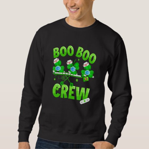 Boo Boo Crew Nurse St Patricks Day Shamrock Face  Sweatshirt