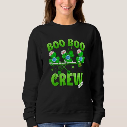 Boo Boo Crew Nurse St Patricks Day Shamrock Face  Sweatshirt