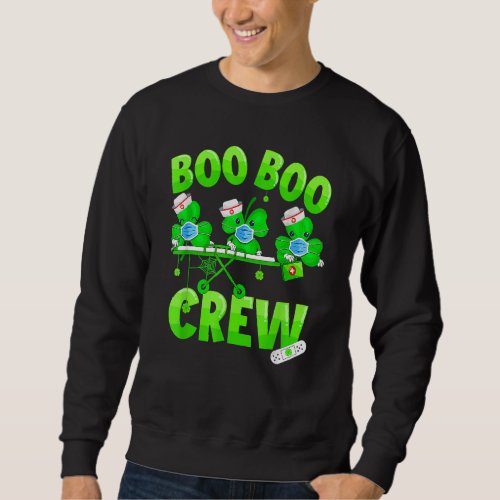 Boo Boo Crew Nurse St Patricks Day Shamrock Face  Sweatshirt