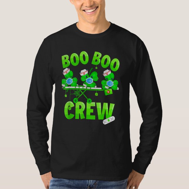 Boo Boo Crew Nurse St Patrick's Day Shamrock Face  T-Shirt (Front)