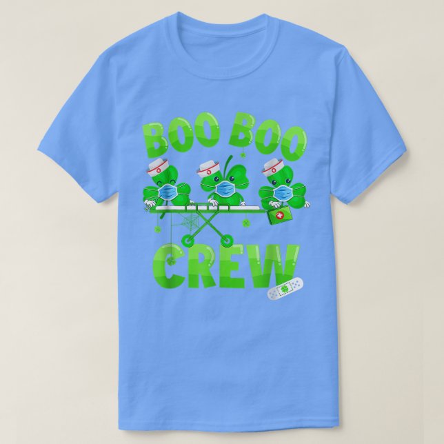 Boo Boo Crew Nurse St Patrick's Day Shamrock Face  T-Shirt (Design Front)