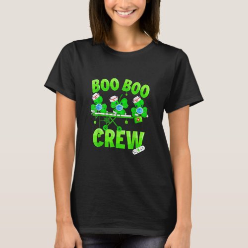Boo Boo Crew Nurse St Patricks Day Shamrock Face  T_Shirt